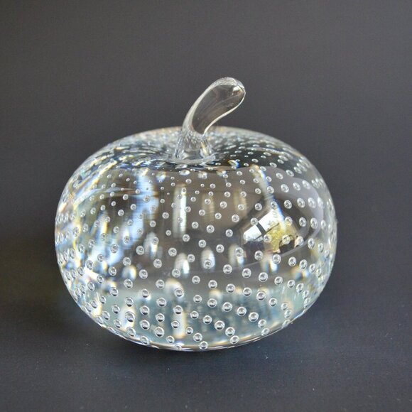 Vintage Solid Glass Apple Paperweight Controlled Bubbles Bolle Bullicante 3.25" - Picture 10 of 10
